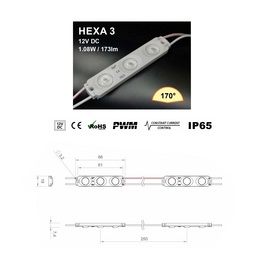 Hexa3 LED Modul mit Linse IP65 6800K 173 Lumen VE=40ST