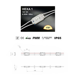 Hexa1 LED Modul mit Linse IP65 6800K 58 Lumen VE=50ST